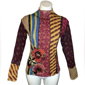 Vintage Alberto Makali Sequin Beaded Mock Neck Sweater